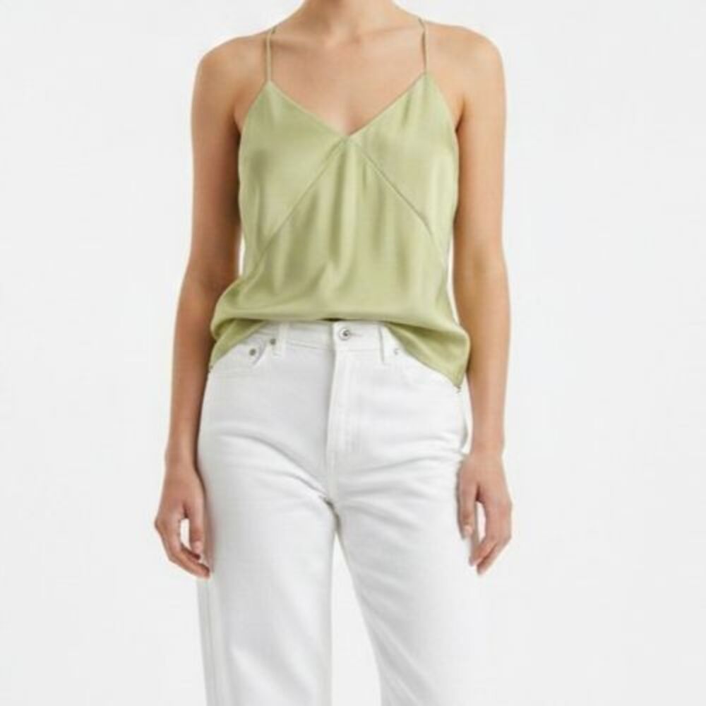 NEW Express Chiffon Satin Cami Tank Top Women Medium Sunny Yellow Spaghetti $44